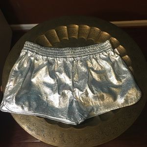 Express silver boxer-style pleather shorts